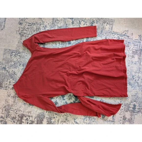 NEW Free People Frankie Asymmetric Dress Long Sleeve Sz Large Burnt Orange NWT - Picture 9 of 10
